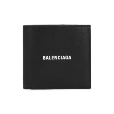 BALENCIAGA Cash Square Folded Wallet Grained Calfskin "Black/White"