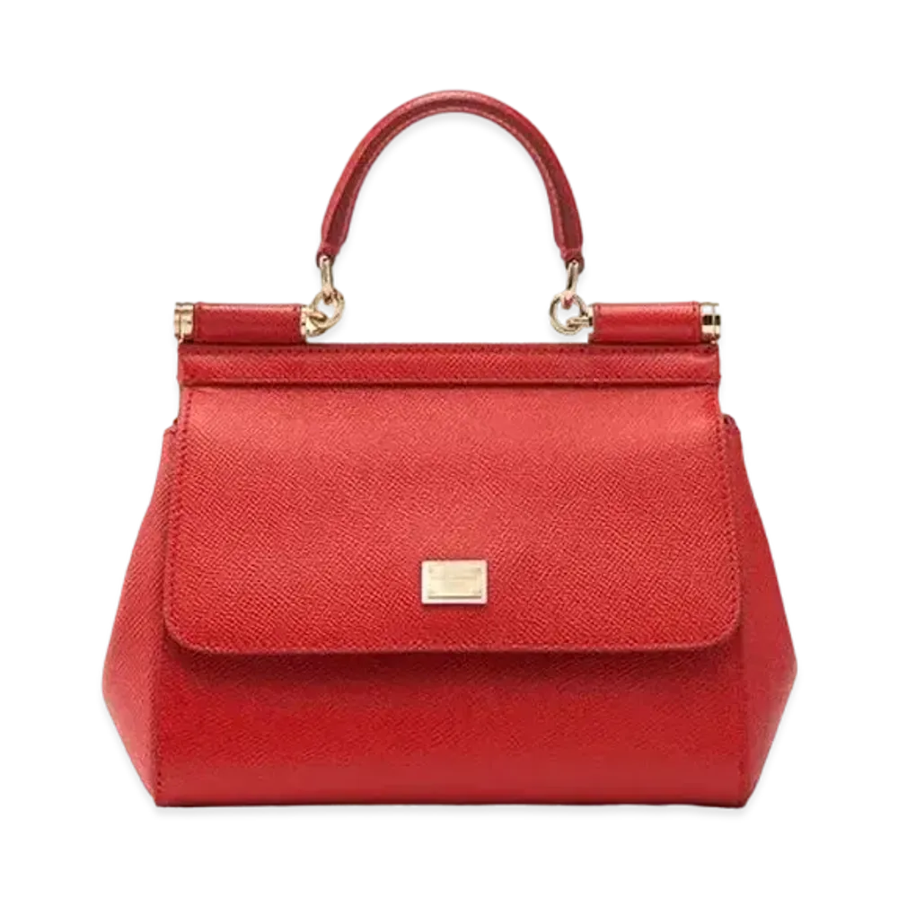 Dolce&Gabbana Sicily Bag Small Dauphine Leather "Red"
