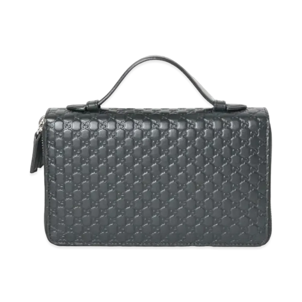 GUCCI Micro Guccissima Zip Around Clutch Bag "Black"