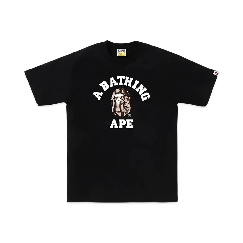 A BATHING APE Trial Camo College Tee "Black/Beige"
