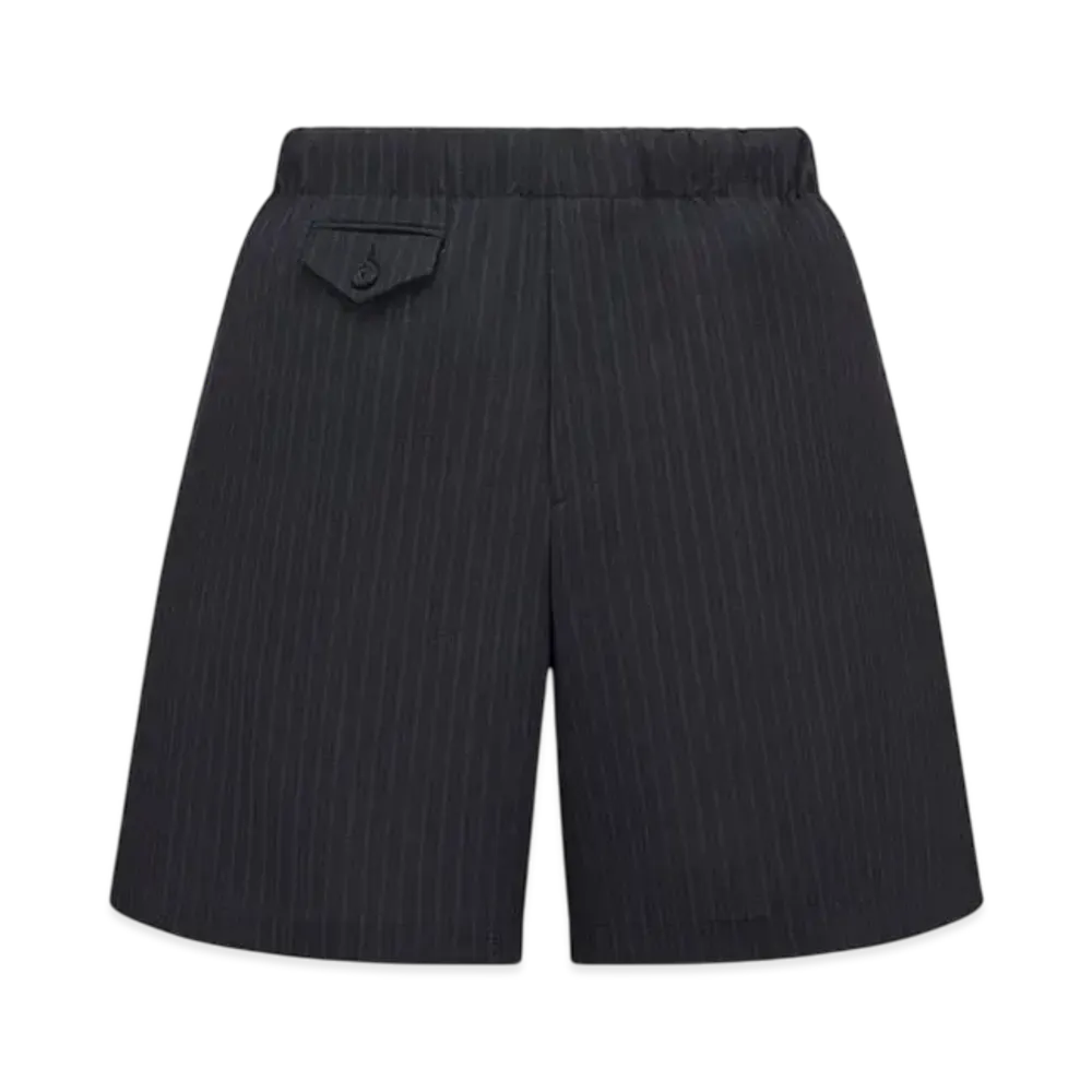 Dior Men's Bermuda Shorts with Elastic Waist Striped Wool "Black"
