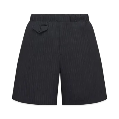 Dior Men's Bermuda Shorts with Elastic Waist Striped Wool "Black"