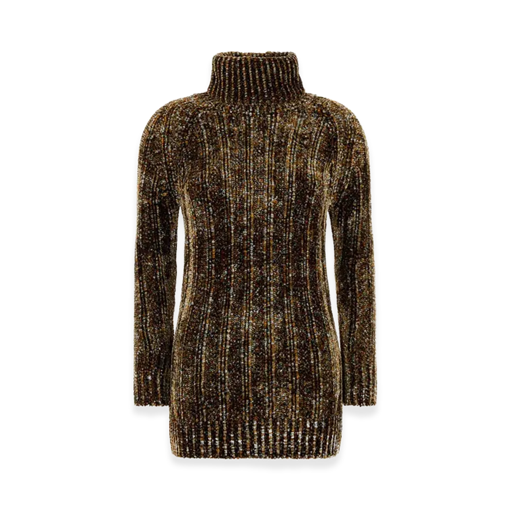 DRIES VAN NOTEN Women's Chenille Tagic Sweater Dress "Gray/Multicolor"