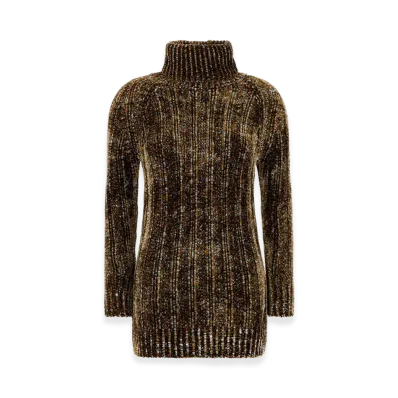 DRIES VAN NOTEN Women's Chenille Tagic Sweater Dress "Gray/Multicolor"