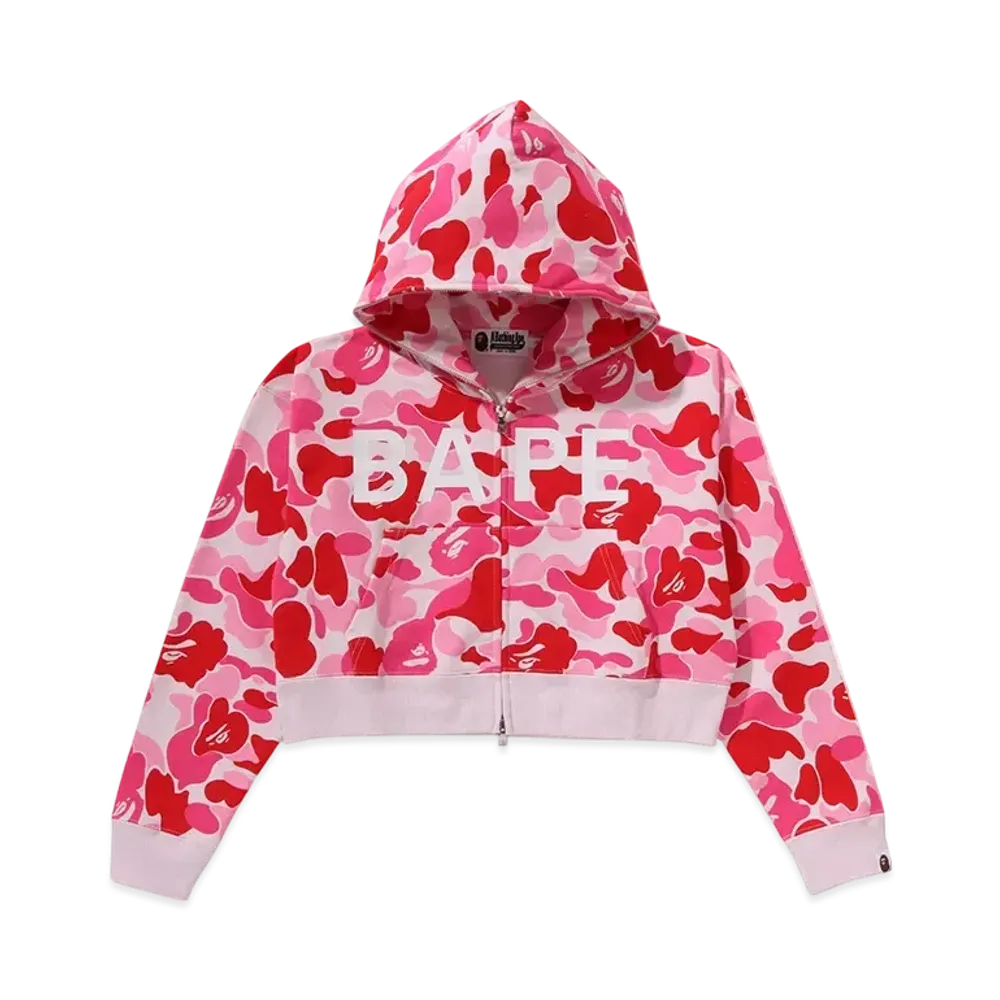 A BATHING APE Ladies ABC Camo Full Zip Hoodie "Pink"