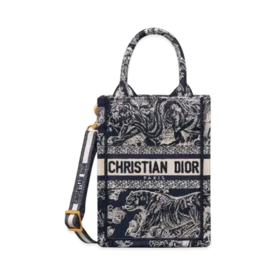 Dior Mini Dior Book Tote Phone Bag Toile De Jouy Reverse Embroidery "Blue"