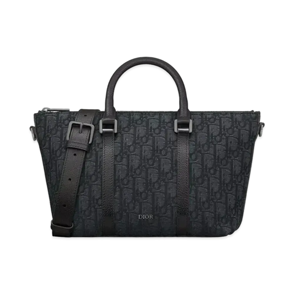 Dior Weekender 25 Dior Oblique Jacquard and Grained Calfskin "Black"