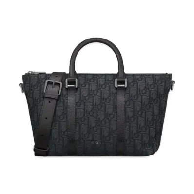 Dior Weekender 25 Dior Oblique Jacquard and Grained Calfskin "Black"