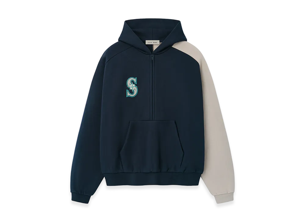 FEAR OF GOD ESSENTIALS Mariners Raglan Half Zip Sport Hoodie "Dark Sapphire"