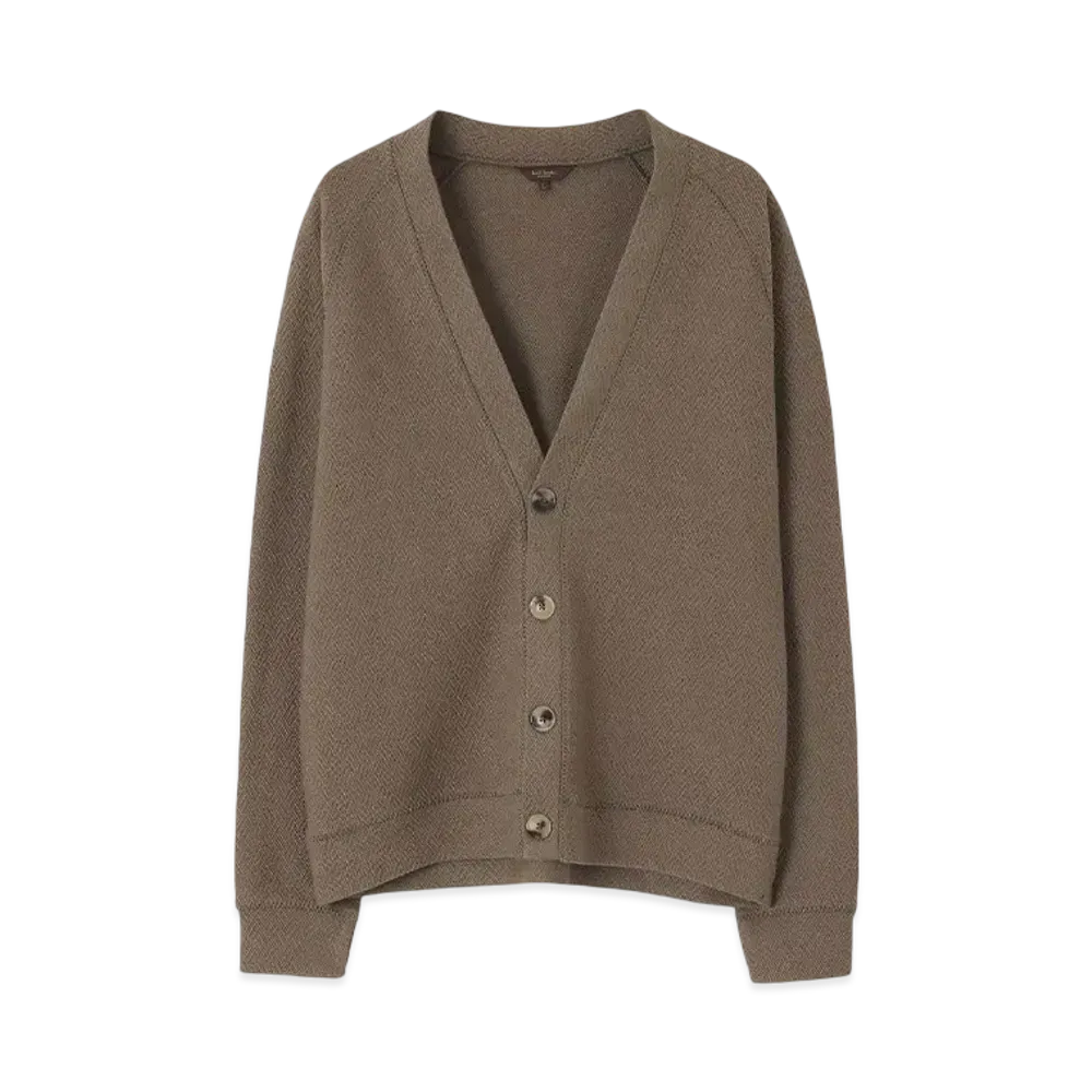 Paul Smith Zigzag Stitch Cardigan Cut And Sew "GrayishBeige"