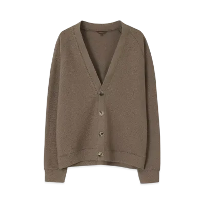Paul Smith Zigzag Stitch Cardigan Cut And Sew "GrayishBeige"