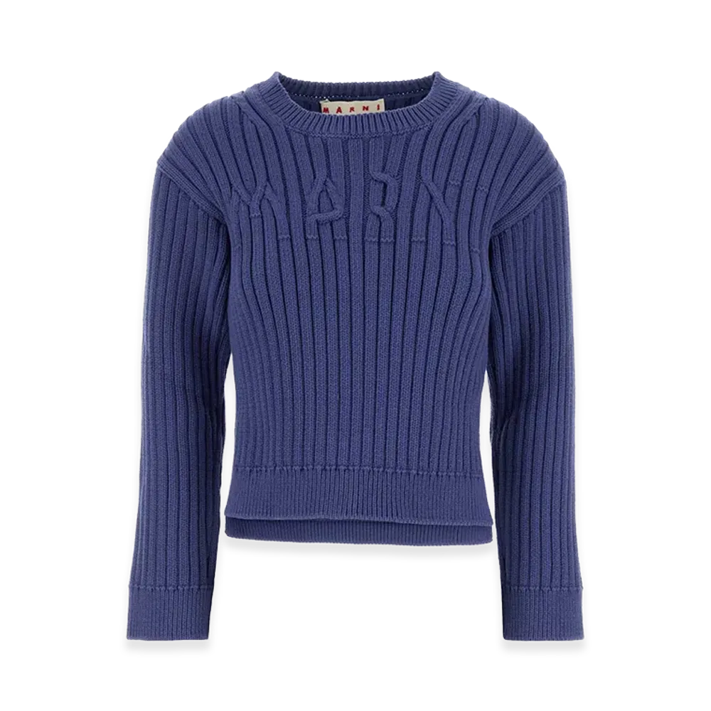 MARNI Women's Cerulean Cotton Blend Sweater "Blue"