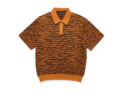 WACKO MARIA Tiger Jacquard Knit Polo Shirt "Orange"