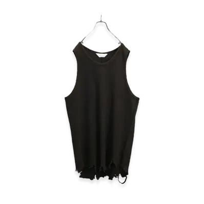 ANCELLM Damage Waffle Tank "Black"
