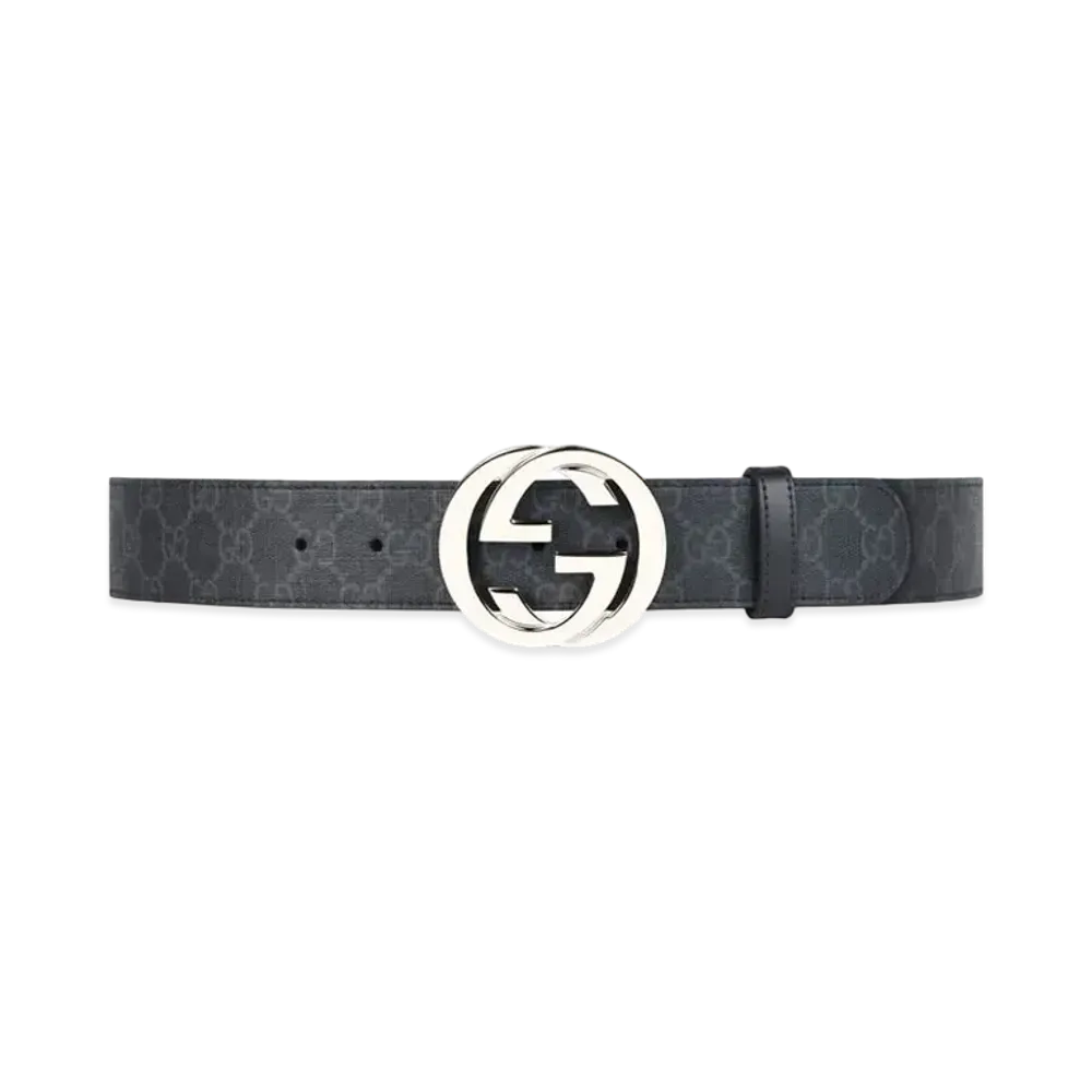 GUCCI GG Supreme Canvas Belt ”Black/Gray”