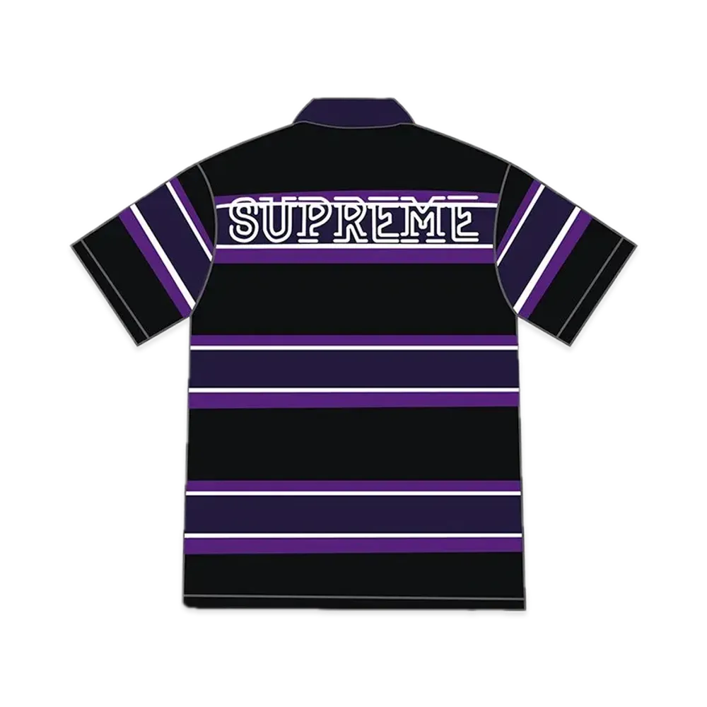 Supreme Stripe Velour Polo "Black/Purple"