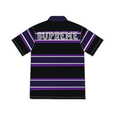 Supreme Stripe Velour Polo "Black/Purple"