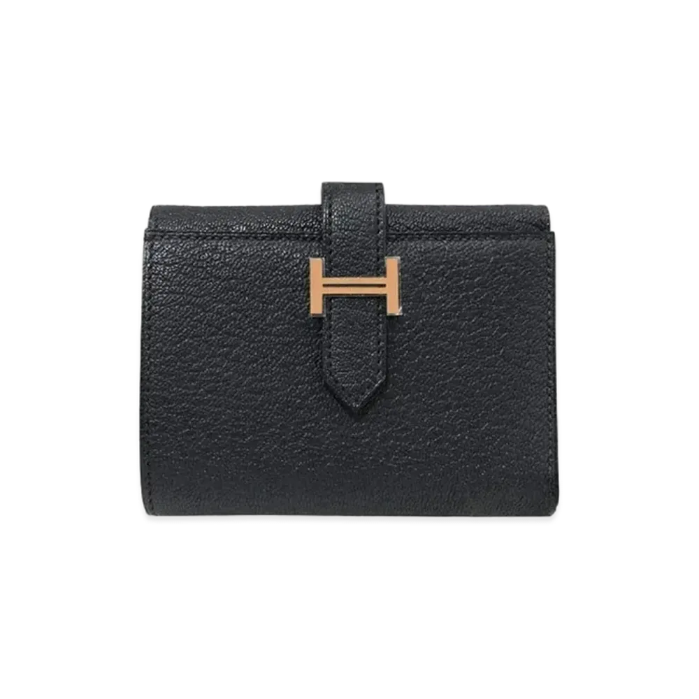 Hermes Bearn Combine Chevre Mysore "Noir/Rose Gold"