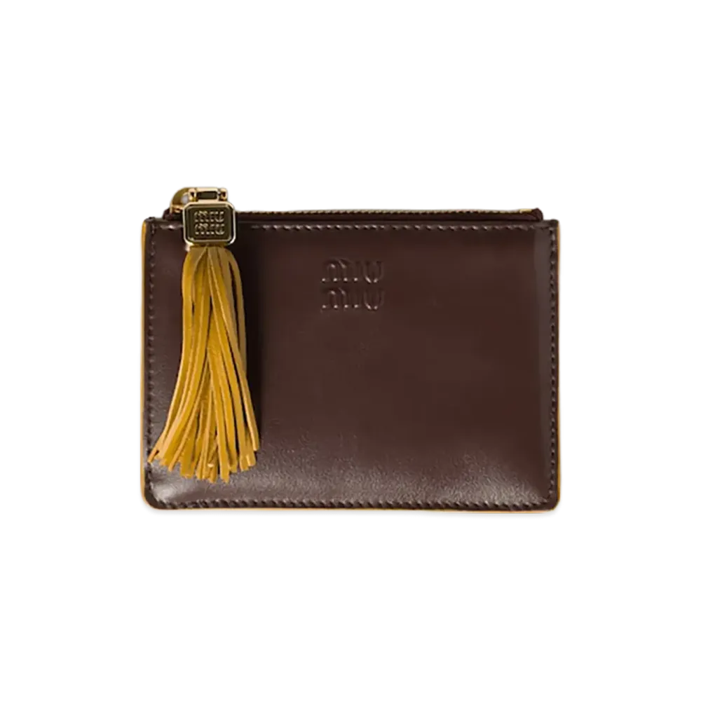 MIU MIU Leather Card Holder "Briarwood/Whiskey"