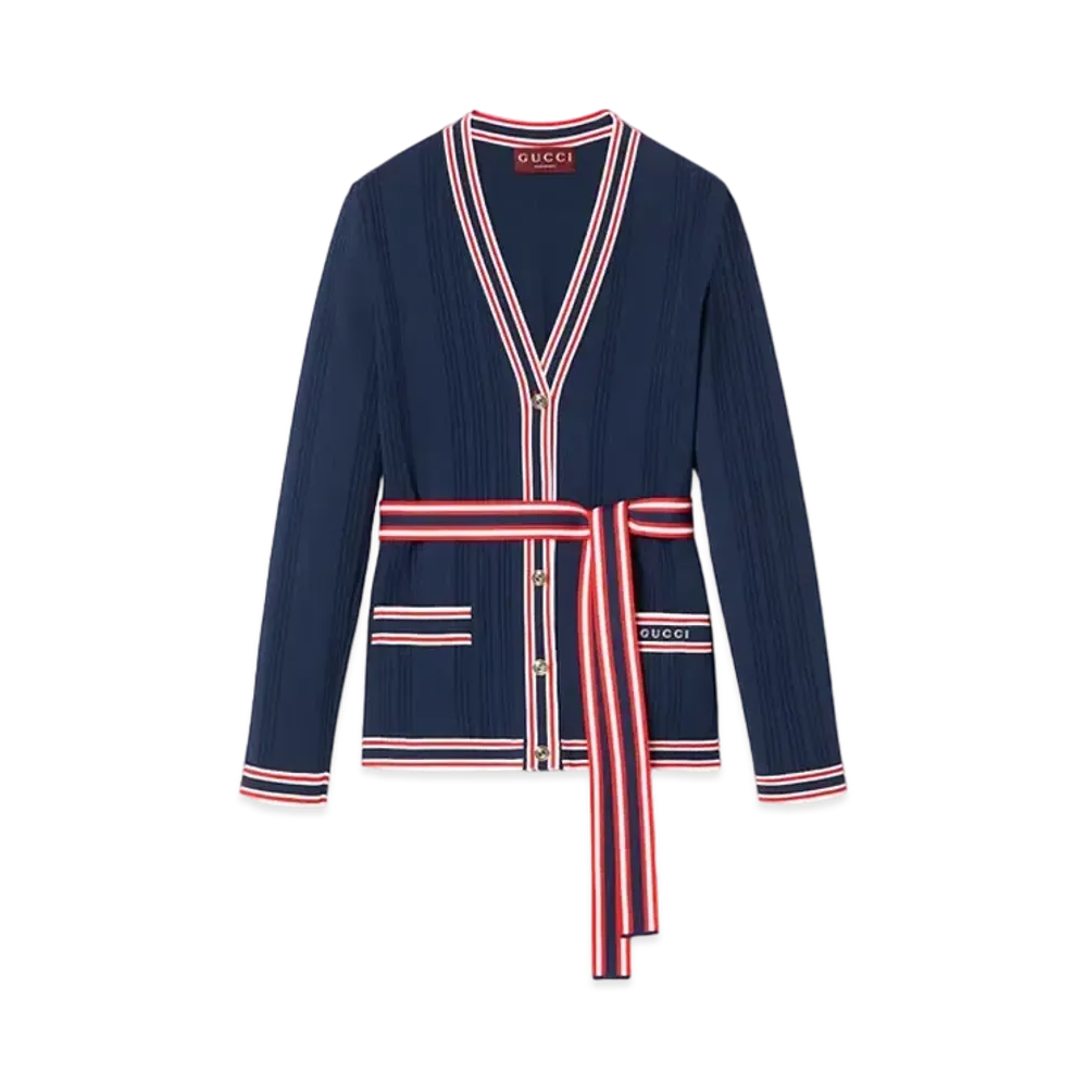 GUCCI Women's Stretch Viscose Cardigan "Dark Blue"