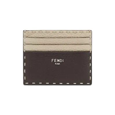 FENDI Diagonal Card Holder "Brown"