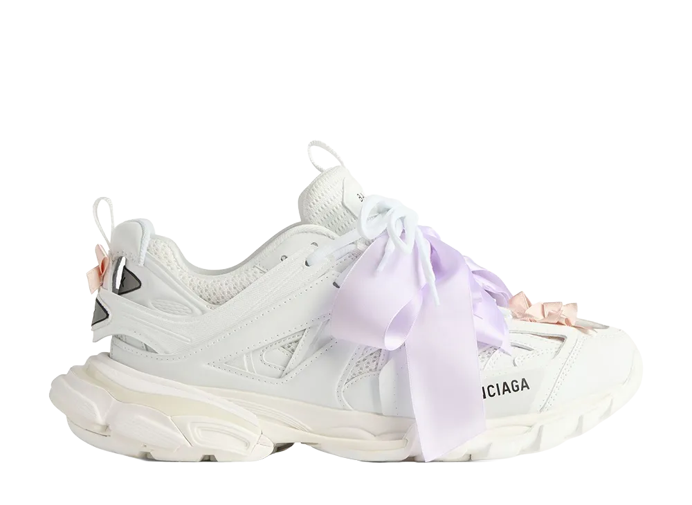 BALENCIAGA Women's Track Bow Sneaker "White/Pink"
