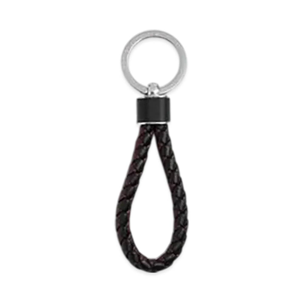 Bottega Veneta Intreccio Key Ring "Black/Madder Brown"