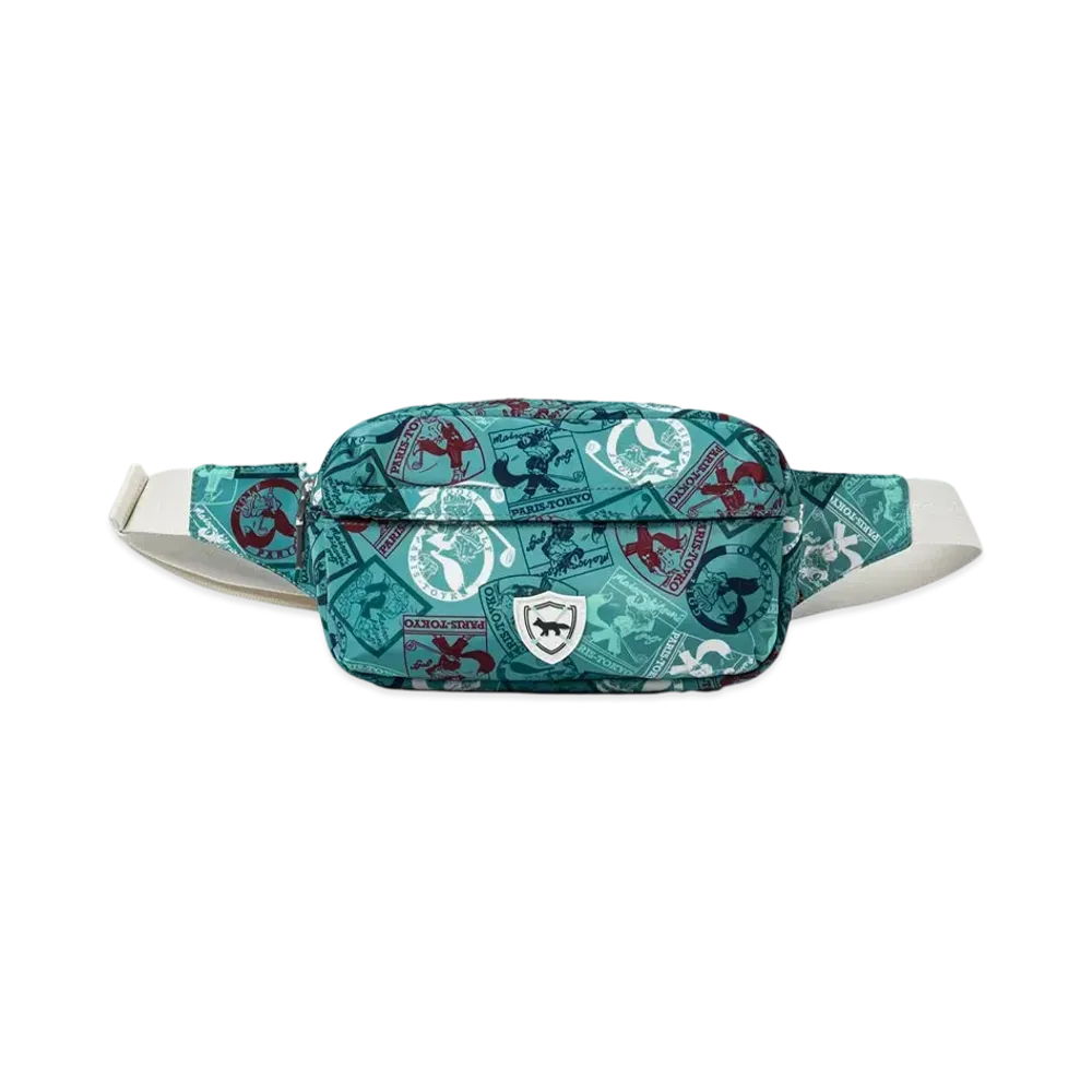 Maison Kitsune Golf Stamp Print Bum Bag "Blue Green"