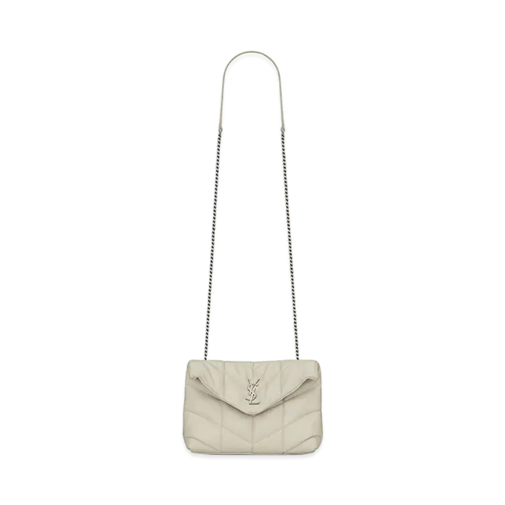 Saint Laurent Puffer Mini Bag In Quilted Lambskin "Vintage White"