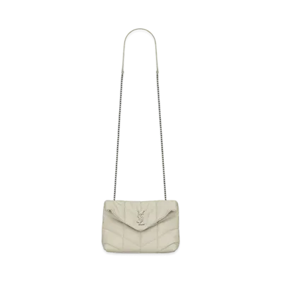 Saint Laurent Puffer Mini Bag In Quilted Lambskin "Vintage White"