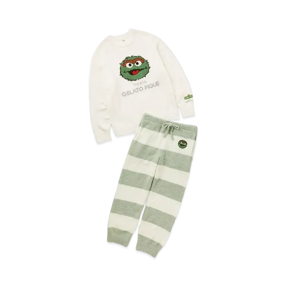 GELATO PIQUE x Sesame Street Homme Jacquard Pullover & Long Pants Set "Green"