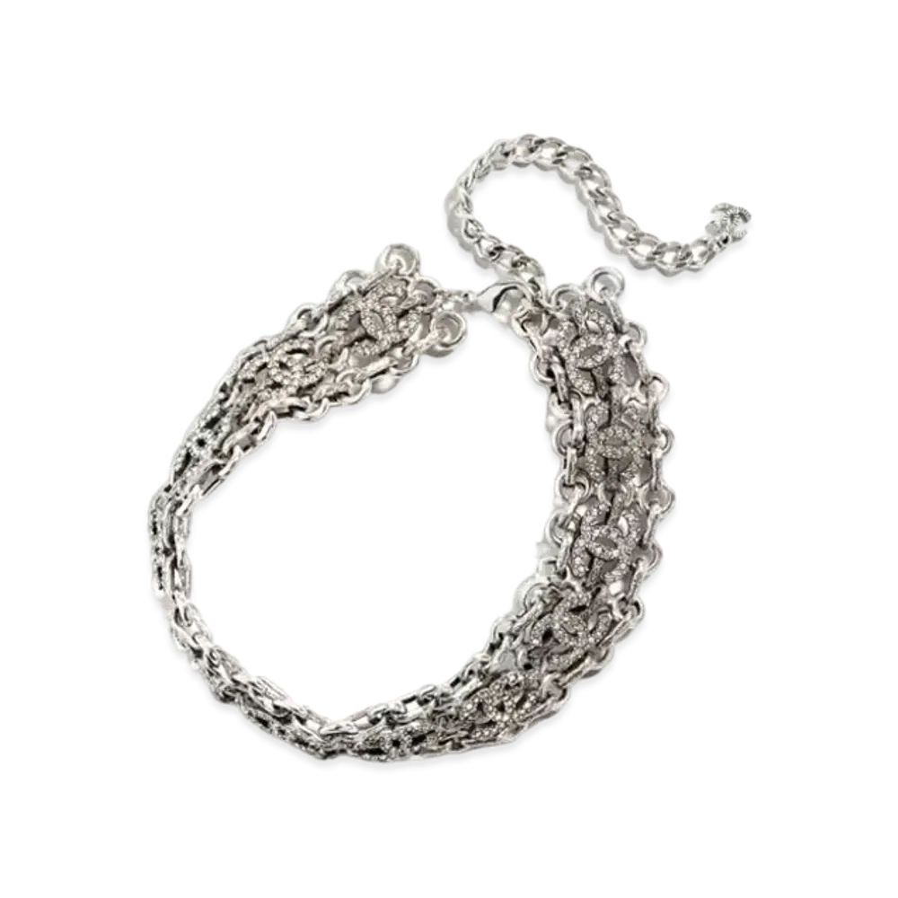 CHANEL Choker Metal & Diamantes "Silver/Crystal"
