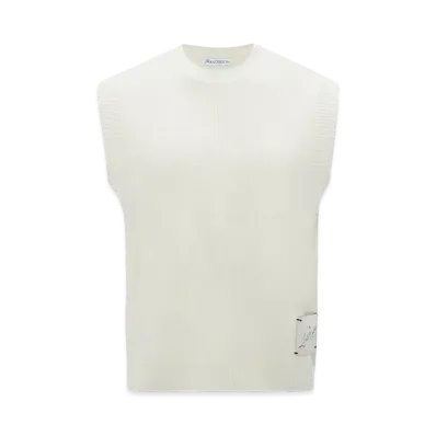 JW ANDERSON Signature Patch Sleeveless Top "Off White"