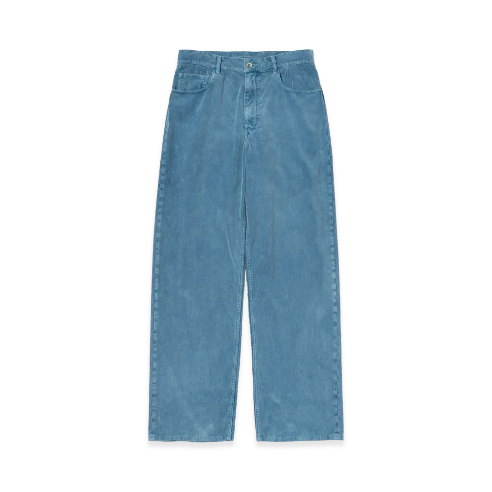 AURALEE Garment-Dyed Finx Corduroy 5P Wide Pants "Dusty Blue"