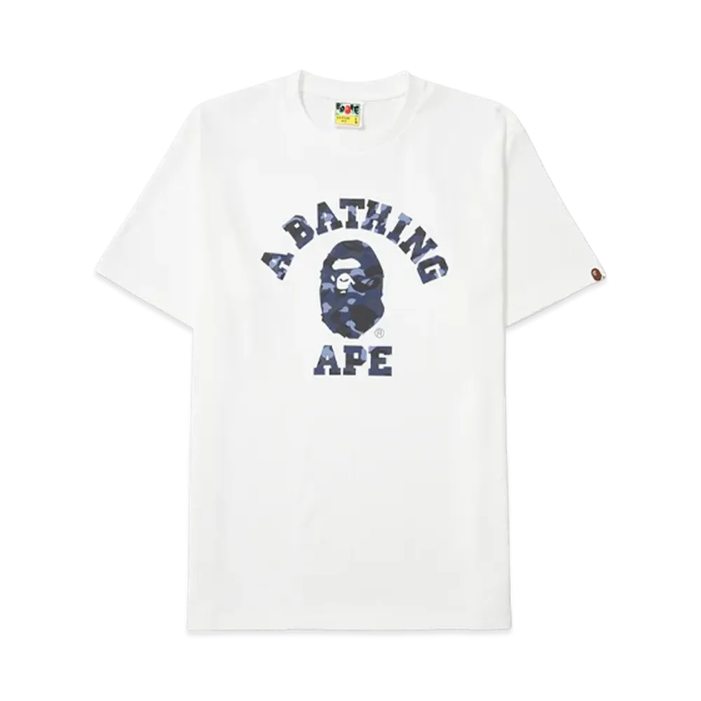 A BATHING APE College Tee "White/Navy"