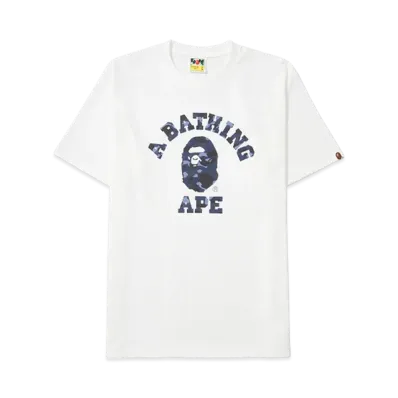 A BATHING APE College Tee "White/Navy"