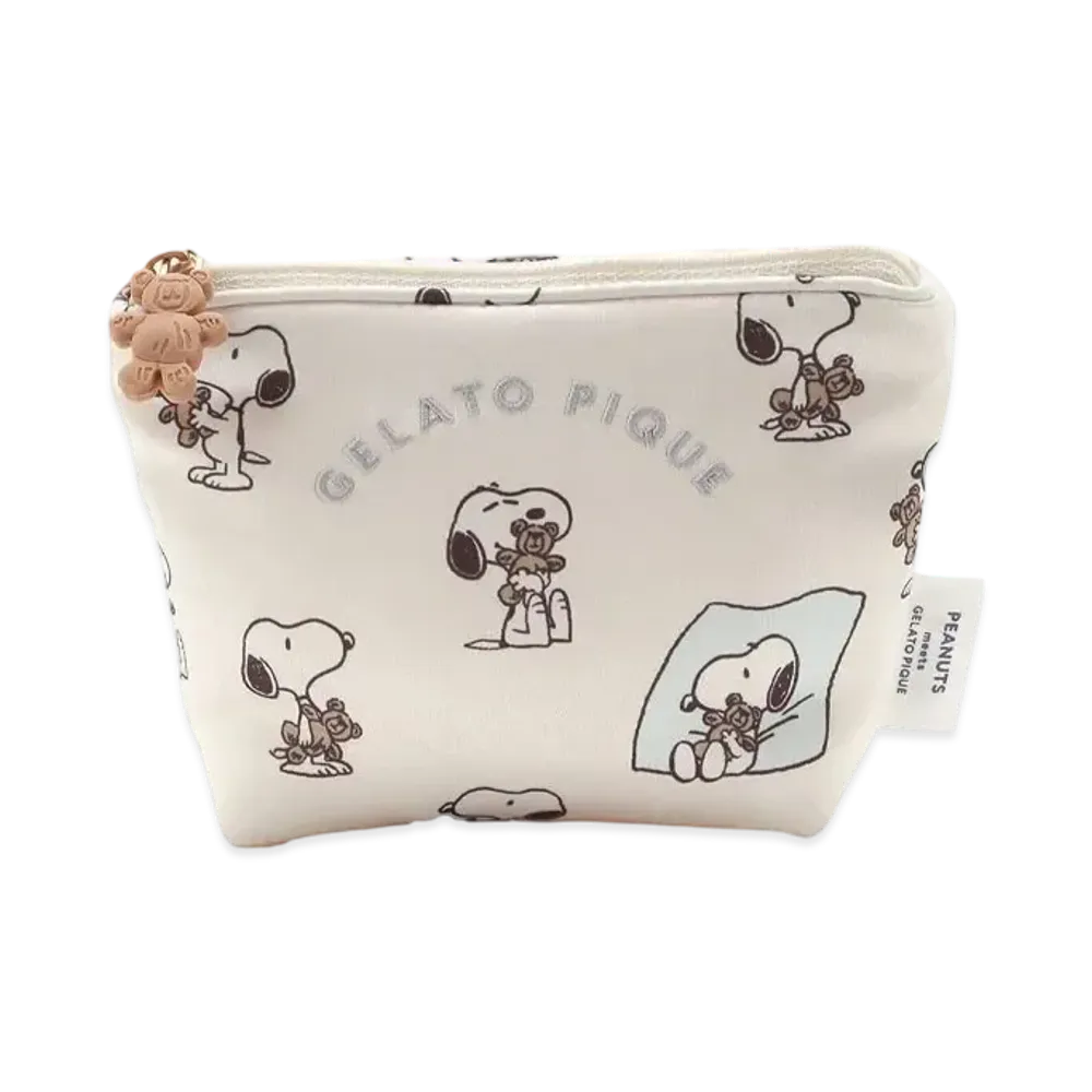 GELATO PIQUE x PEANUTS Snoopy x Bear All-Over Print Tissue Pouch "Off White"