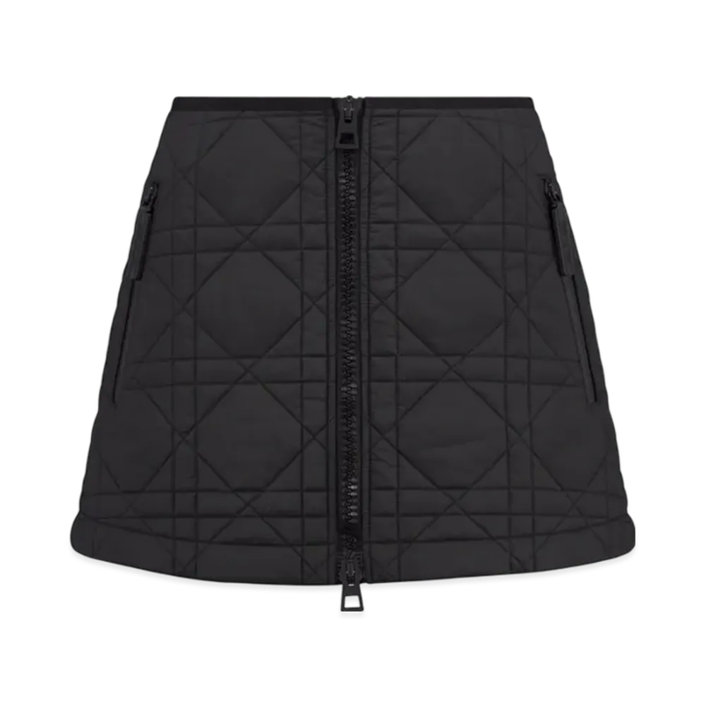 Dior Women's Macrocannage Miniskirt Quilted Technical Taffeta "Black"
