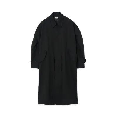 YOKE Tencel Cotton Twill Mods Stain Collar Coat "Black"