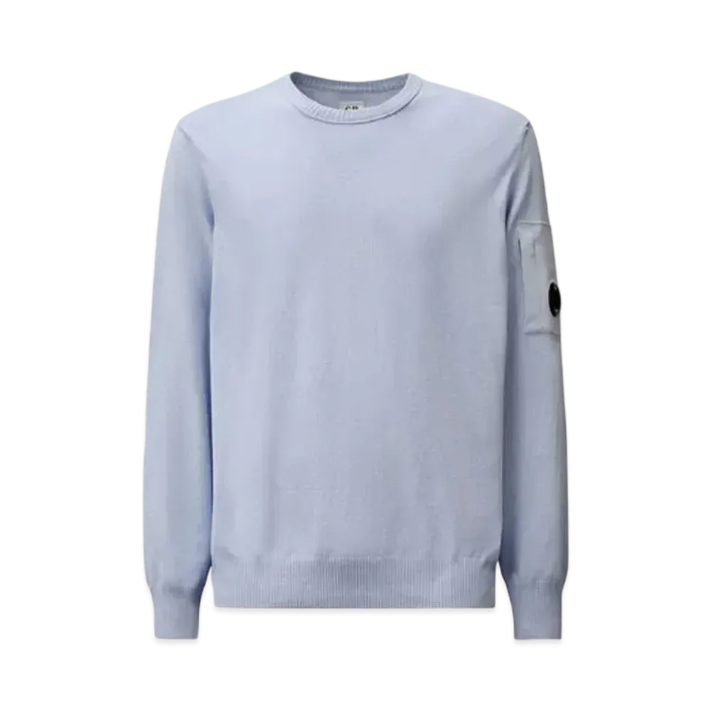 C.P. Company Cotton Crepe Crewneck Lens Knit "Cerulean Light Blue"