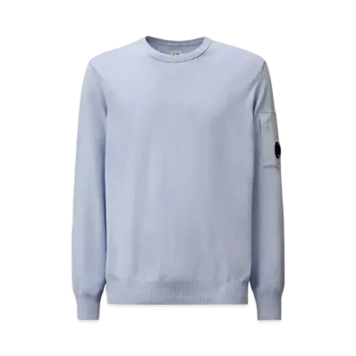 C.P. Company Cotton Crepe Crewneck Lens Knit "Cerulean Light Blue"
