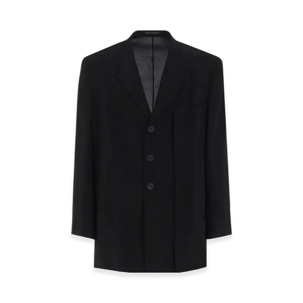 Yohji Yamamoto POUR HOMME 16M Crepe De Chine Asymmetry Jacket "Black"