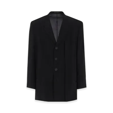 Yohji Yamamoto POUR HOMME 16M Crepe De Chine Asymmetry Jacket "Black"