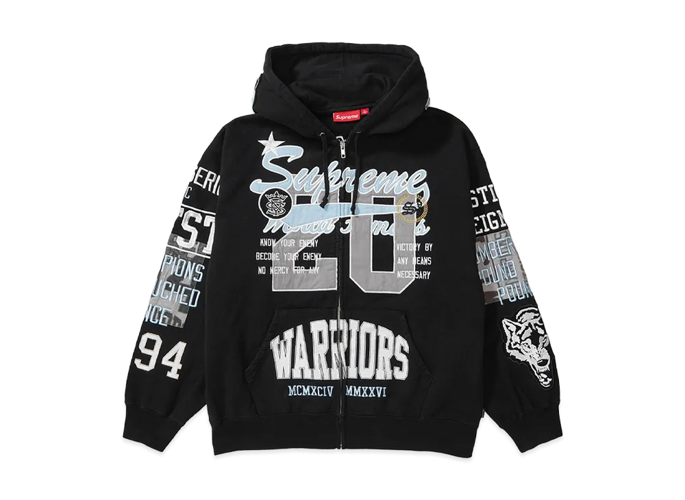 Supreme Warriors Appliqué Zip Up Hooded Sweatshirt "Black"