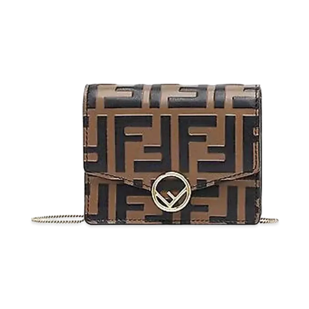 FENDI Wallet Built-In Mini Bag Leather Mini Bag "Brown"