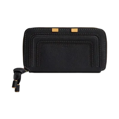 Chloe Women's Marcie Long Zipped Wallet In Grained Calfskin "Black"