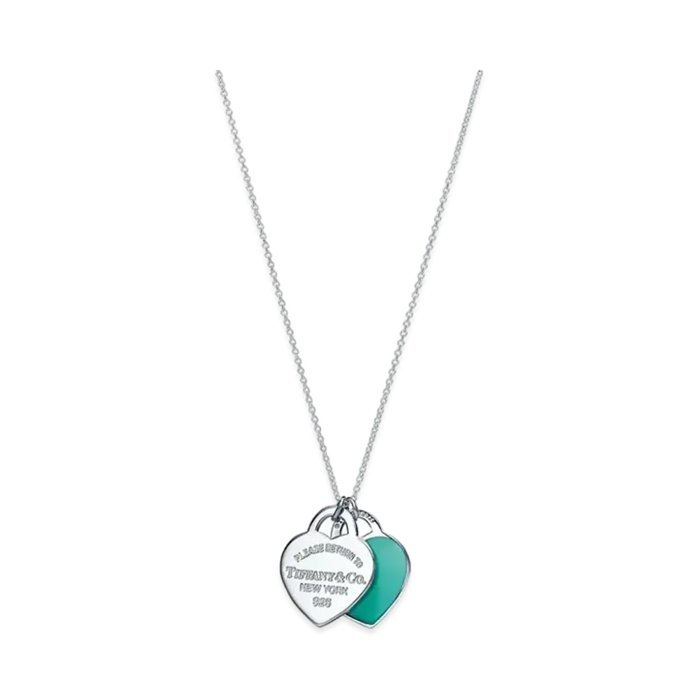 Tiffany & Co. Return to Tiffany Double Heart Tag Pendant In Silver Small "Tiffany Blue"