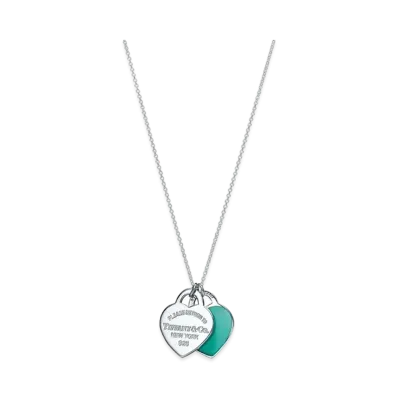 Tiffany & Co. Return to Tiffany Double Heart Tag Pendant In Silver Small "Tiffany Blue"