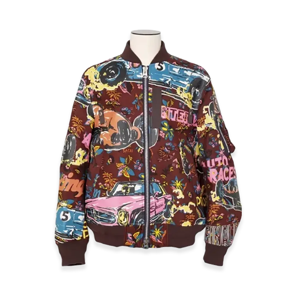 sacai Car Race / Tropical Print Blouson "Bordeaux"