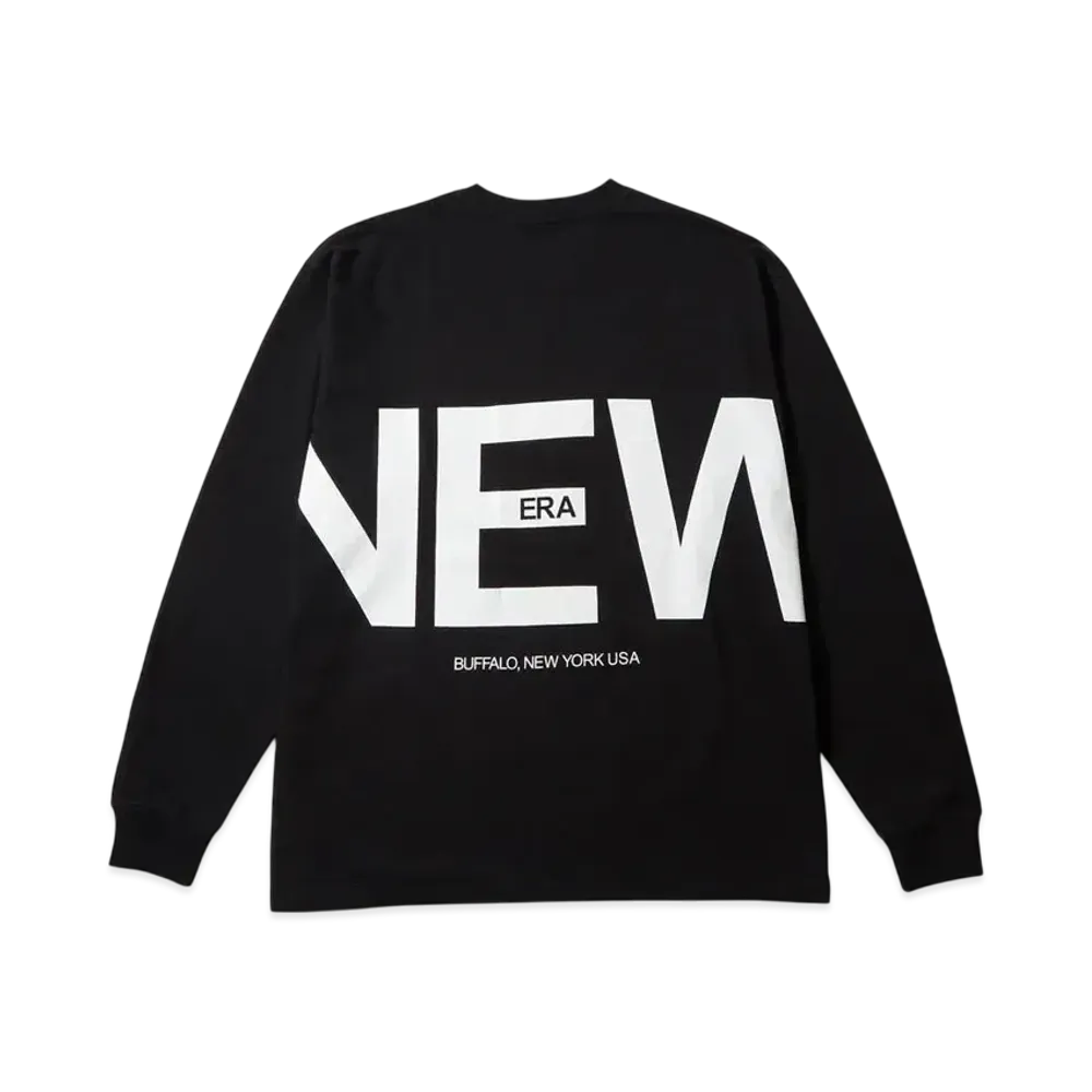 NEW ERA Long Sleeve Oversized Cotton T-shirt Zoom Up Logo "Black"